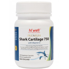 Hi Well Premium Shark Cartilage 750 with Vitamin D 100 Vege Capsules