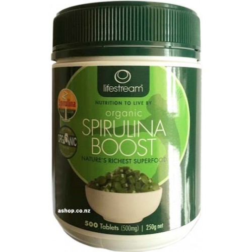 Lifestream Certified Organic Spirulina 500mg 500 Tablets New Zealand